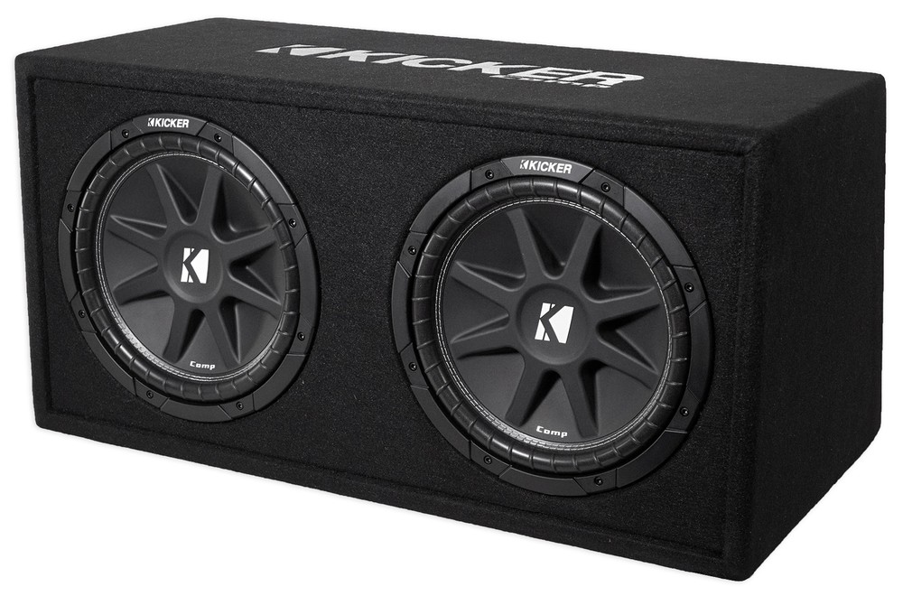 KICKER 43DC122 Comp Dual 12" Subwoofers In Vented Sub Box Enclosure, 2-Ohm