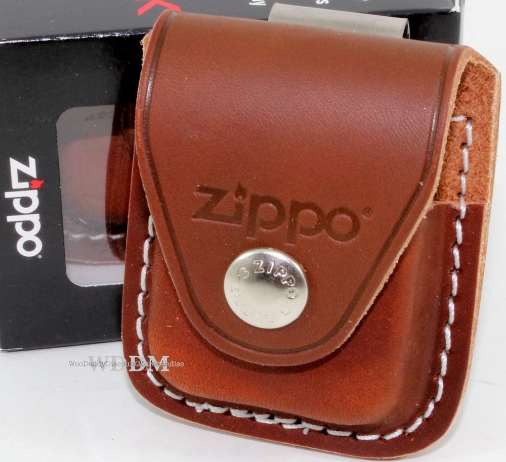 Zippo Brown Genuine Leather Lighter Pouch/Case/Holder Belt Clip Sheath