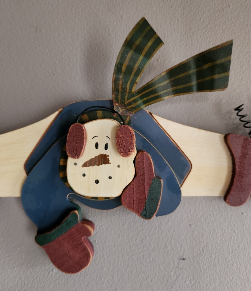 Christmas Wood Snowman Doing Splits on Ice Skates • Wall Hanging Decor