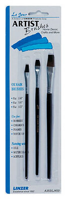 3-Pc. Flat Ox Hair Artist Brush Set