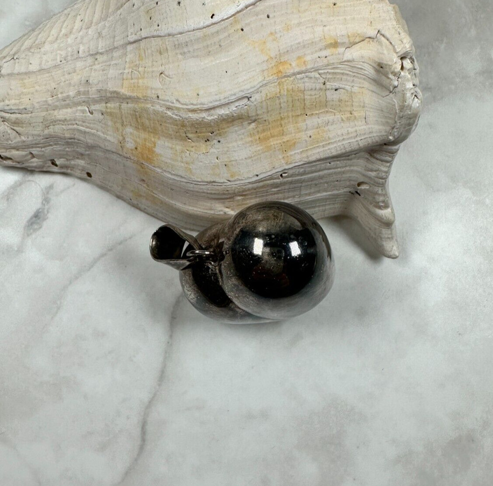 Silver Tone Puffy Heart Pendant - 1 3/4"