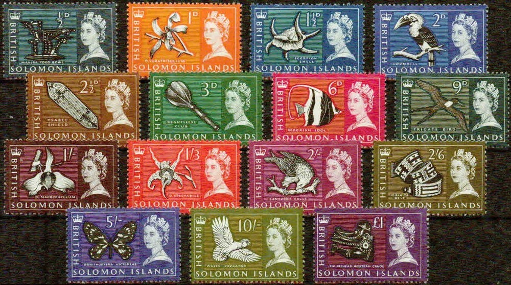 SOLOMON  ISLANDS  - 1965- FAUNA, FLORA & CULTURAL ITEMS CPL SET -VF**