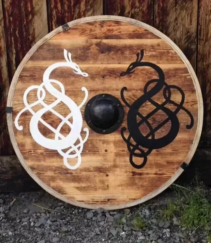 Viking Shield Historical Battle ready Wooden Shield Halloween Best Gift Larp 24"