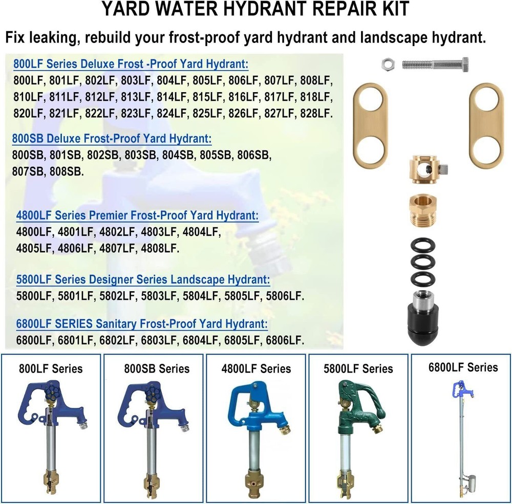 850 Sb Yard Water Hydrant 8 Piece Repair Kit & Plunger for Yard Hydrant