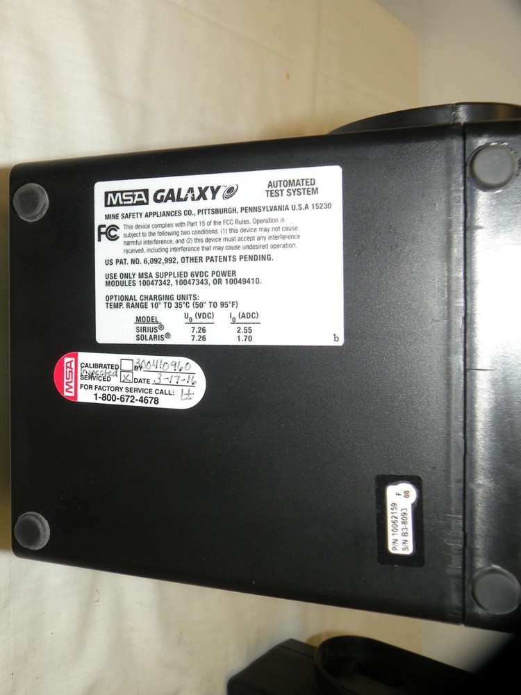 MSA SIRIUS MULTIGAS DETECTOR MSA GALAXY AUTOMATED TEST SYSTEM & CYLINDER HOLDERS