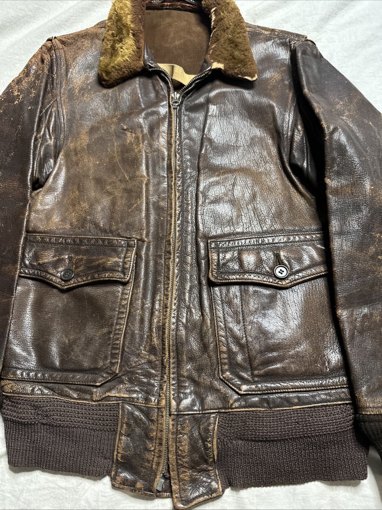 Original WWII H&L Block M-422A G1 Leather Flight Jacket Size 40
