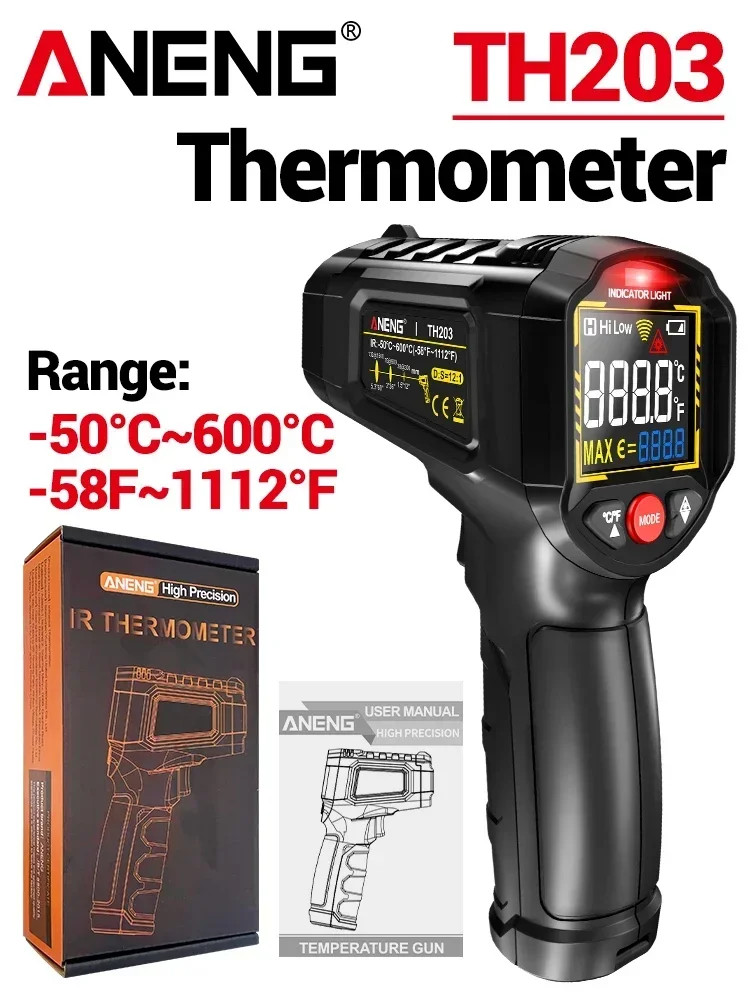 Infrared Thermometer -50~600℃ Digital Temperature Meter Non-contact Pyrometer Te