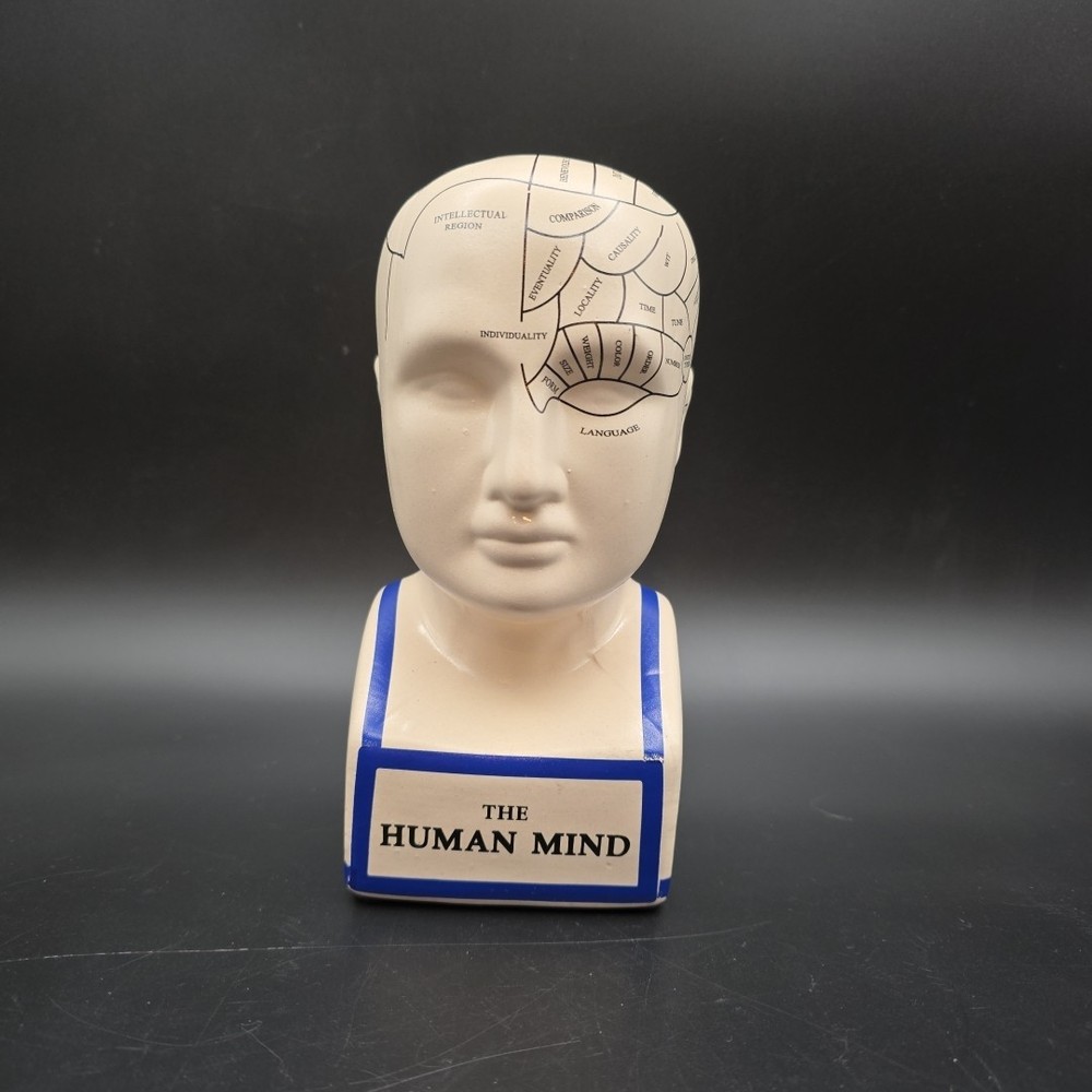 THE HUMAN MIND Bust Ceramic Brain Coin Slot Bank Statue 7.5" Tall
