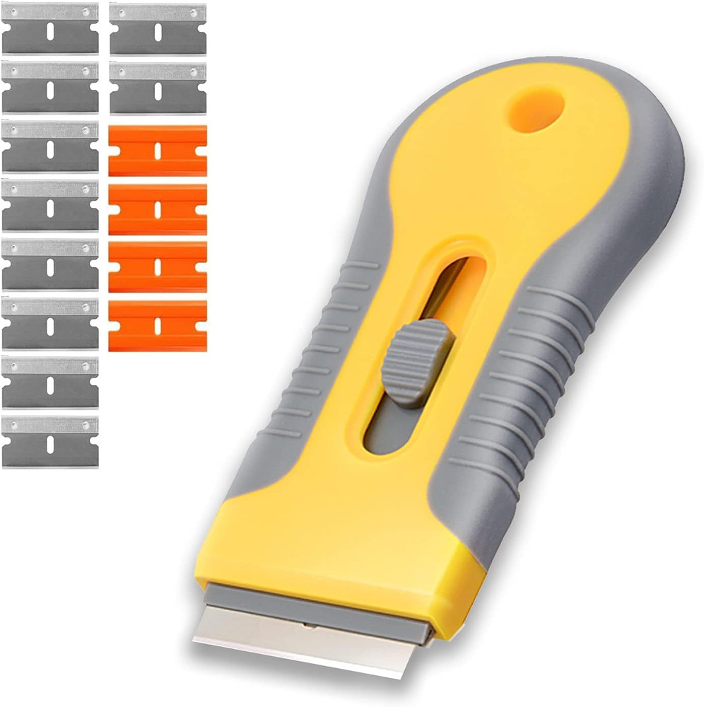Razor Blade Scrape with 15Pcs Extra Blades, Scraper Tool, Razor Blade Retractabl
