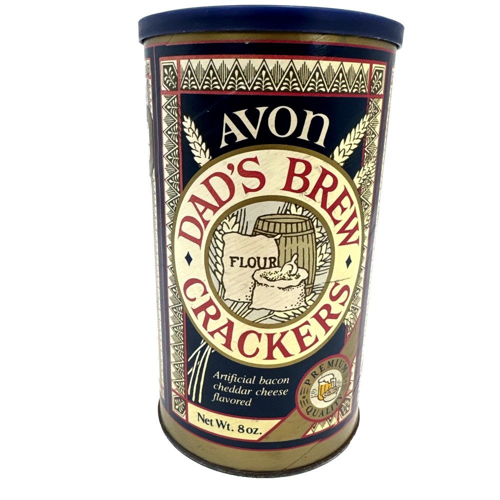 Avon Dads Brew Cracker Tin Empty 8oz Snacks Country Cottage Core Shelf Show 1983