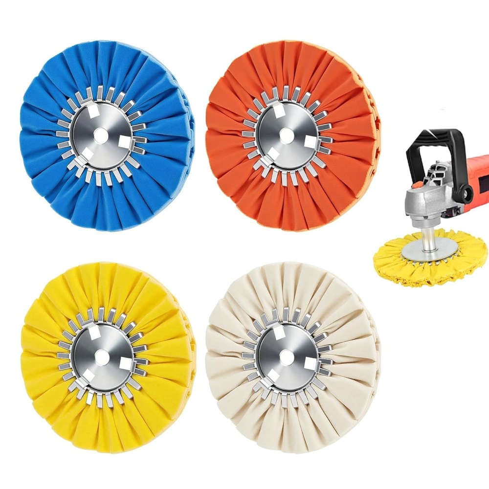 Multi-Color Airway Buffing Wheels Set - 8" Diameter, 12-Ply for Angle Grinders