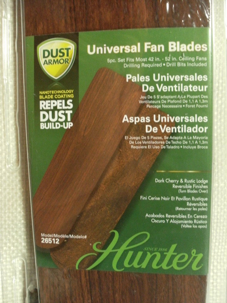 Hunter 26512 Reversible Dark Cherry Universal Ceiling Fan Blades 42"- 52" - New