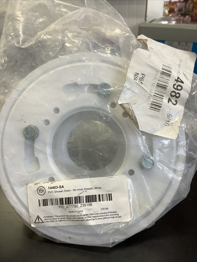 PVC Shower Drain No Inner Threads White 14403-SA
