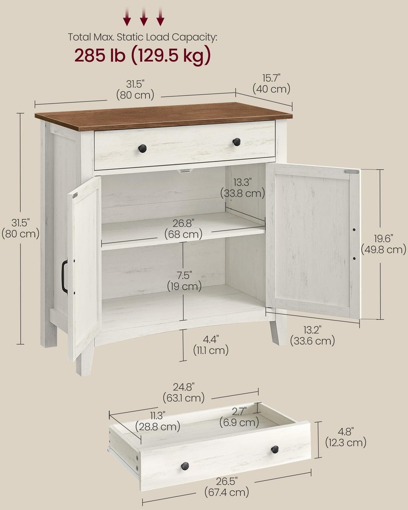 LIRY Collection - Buffet Cabinet, Coffee Bar Cabinet with a Drawer, Adjustabl...