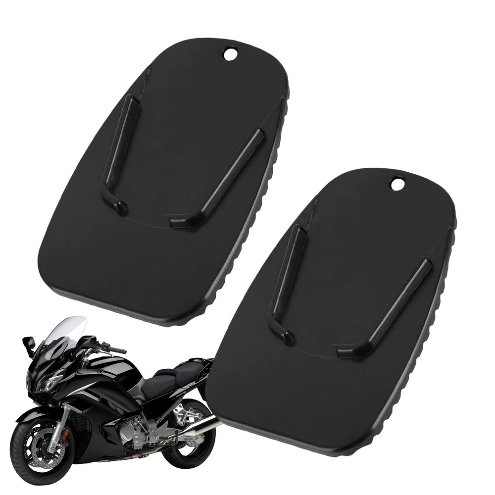 2Pcs Motorcycle Kickstand Pad Black Rugged Kick Stand Coaster Support Plate