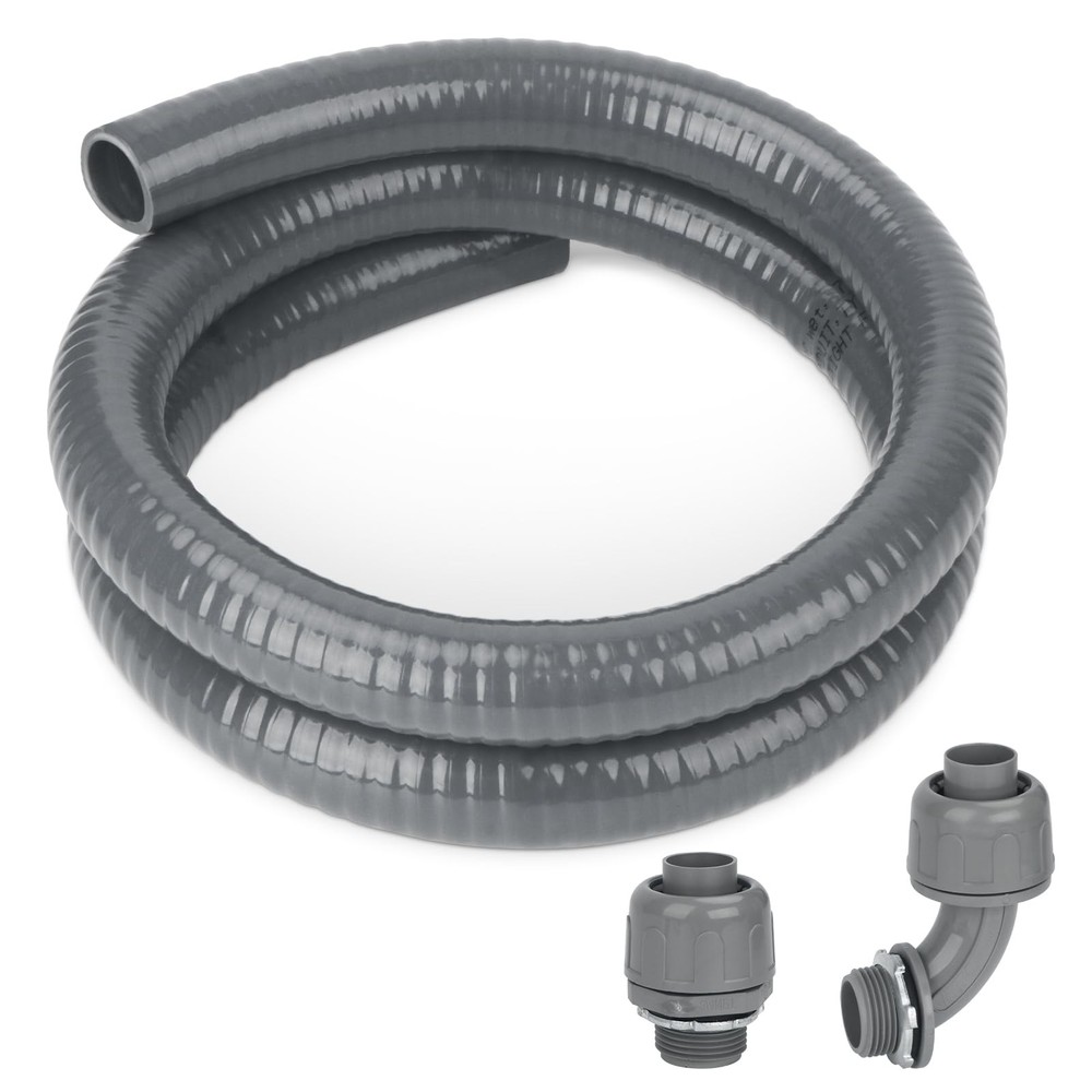 3/4" 4FT Liquid-Tight Electrical Conduit Kit with 90° & Straight Connectors