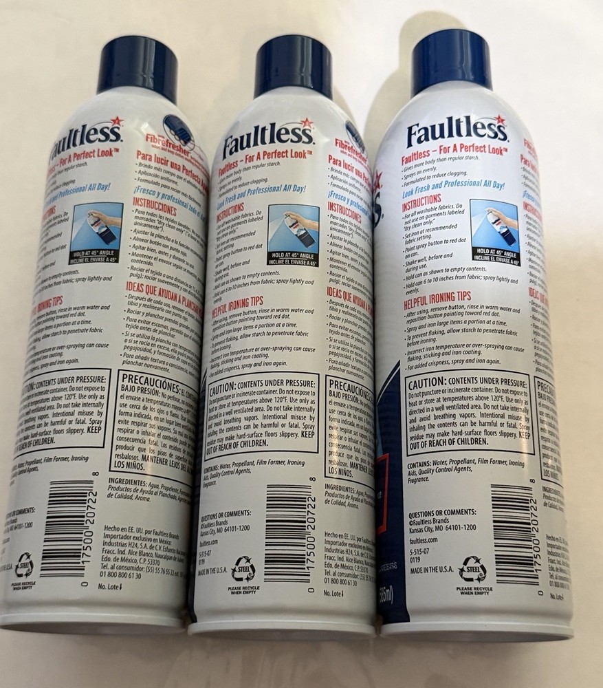 Faultless Heavy Hold Ironing Enhancer Spray Starch, 20 oz (3 pack)