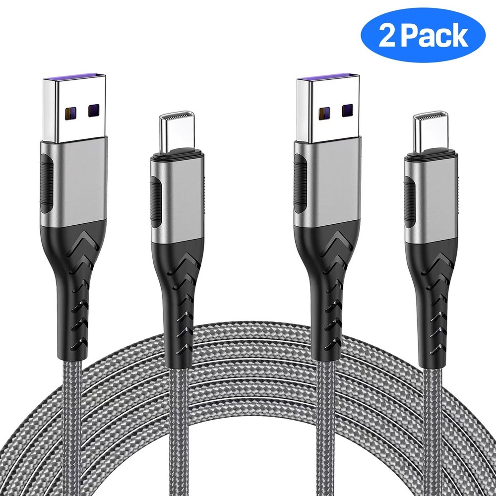 Durcord USB C Cable, Upgarded 2Pack 10ft Fast Type C 10ft, Silver