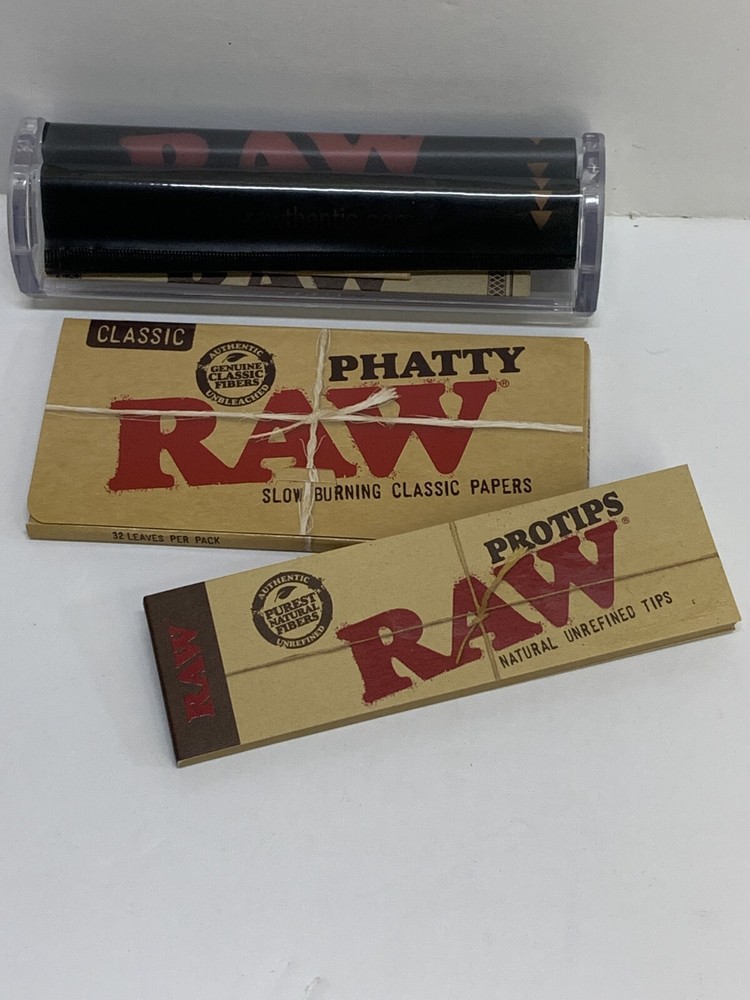 RAW PHATTY ROLLING MACHINE One Pack RAW PHATTY PAPERS, One Pack RAW PRO TIPS
