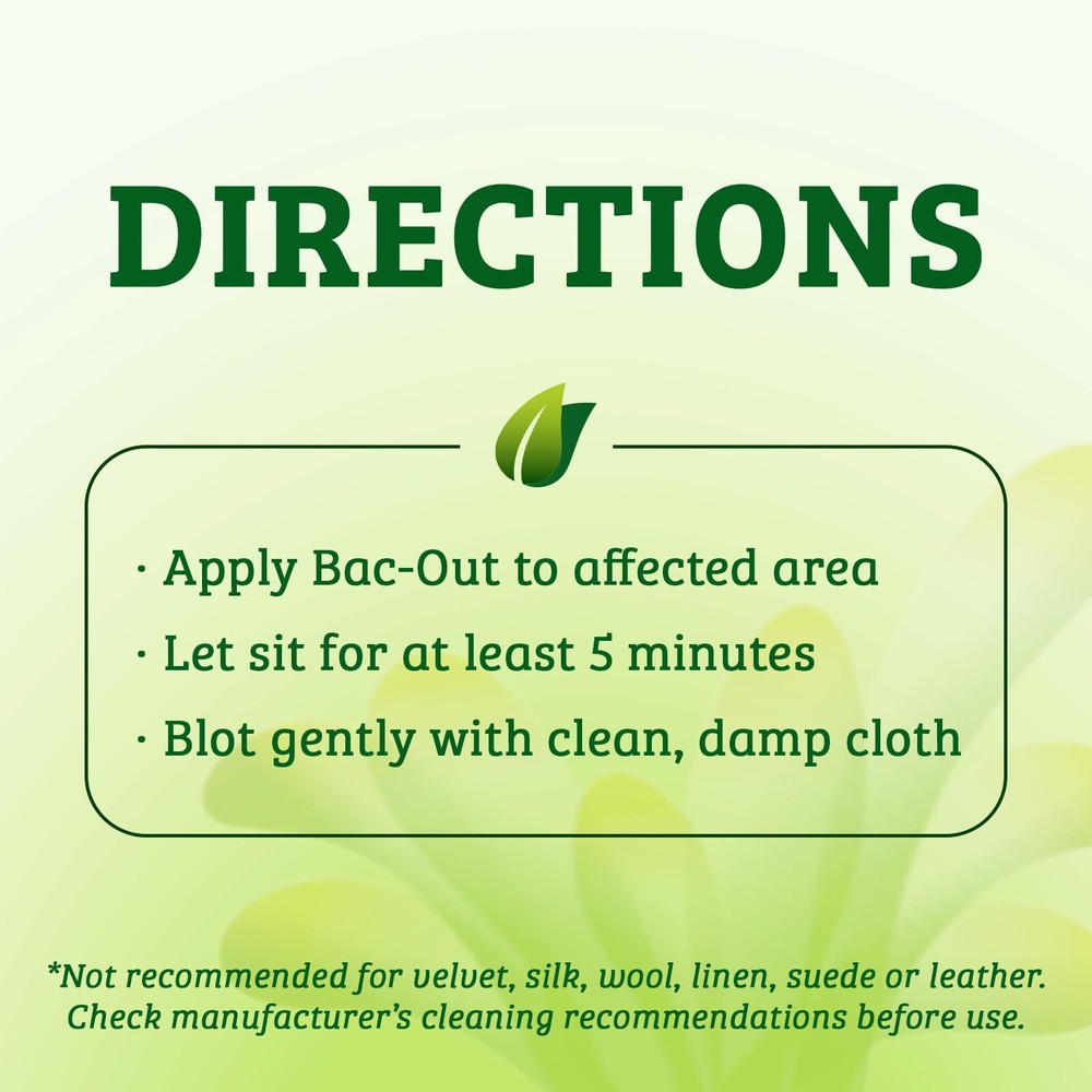 Bac Out Textile Deodorizer Stain and Odor Remover 32 Fl Oz Pack of 2