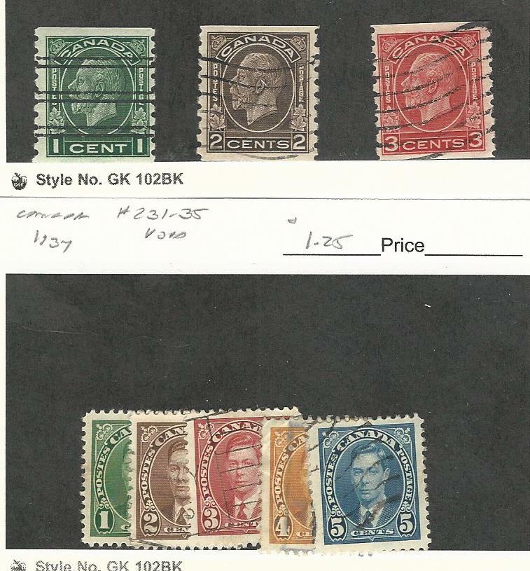 Canada, Postage Stamp, #205-207, 231-235 Used, 1933-37