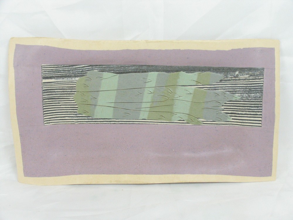 VTG Kamrass/Kiok Modern Patchwork Abstract Platter 14.5 X 8 NYC Studio Pottery