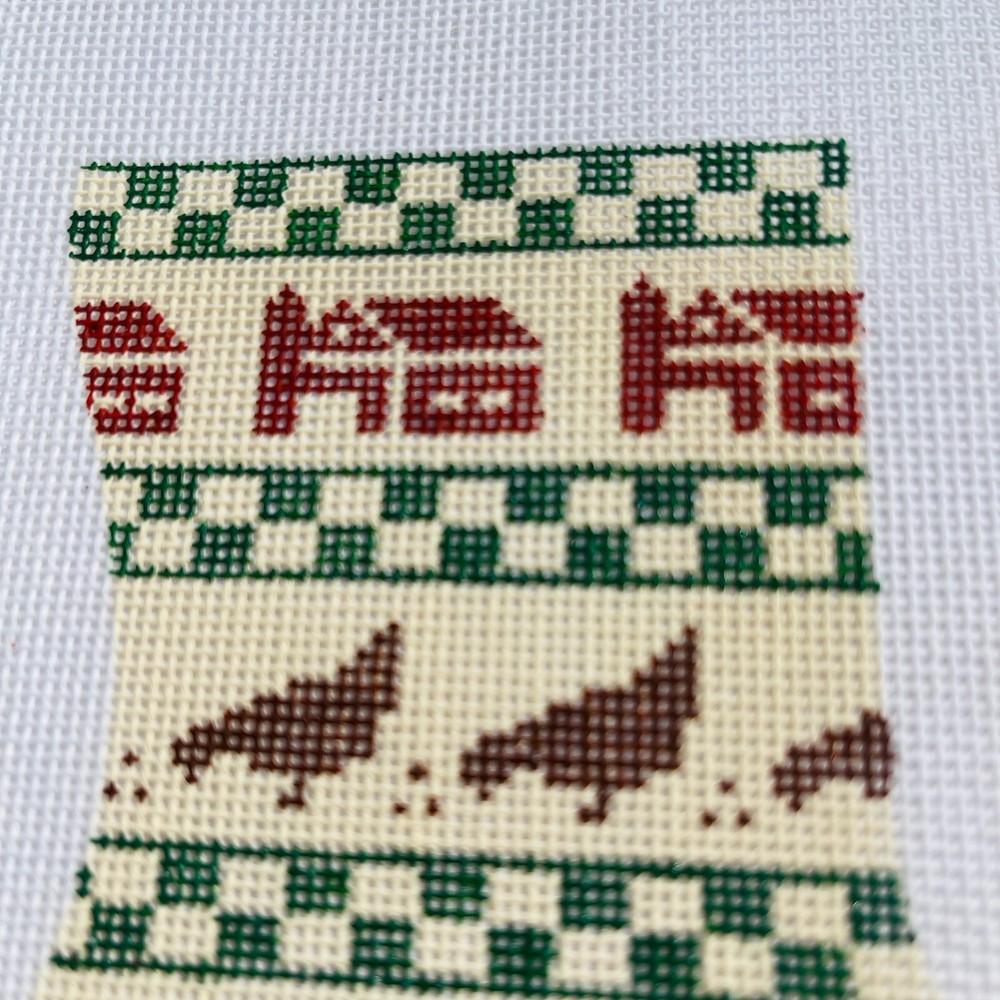 1984 Vintage Hand Painted Needlepoint Pattern Canvas Stocking Farm Pig Chicken
