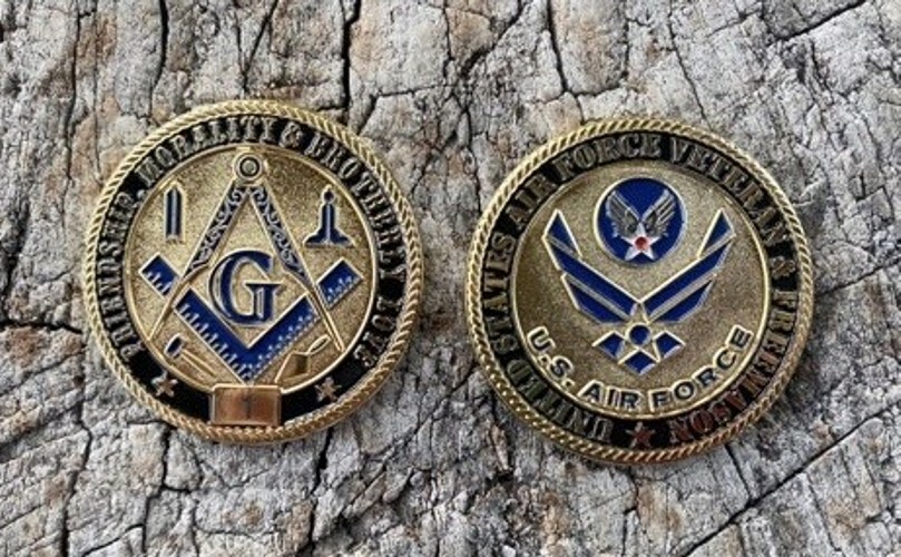 Masonic US Air Force Veteran Limited Edition Challenge Coin - Ind. Numbered