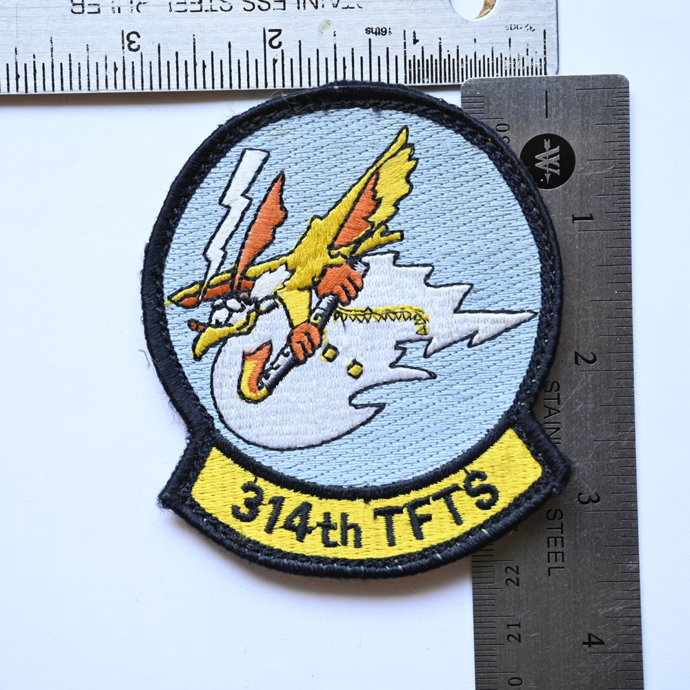 USAF 314th Tactical Fighter Training Squadron patch 3 x 3.5 inch HOOK & LOOP