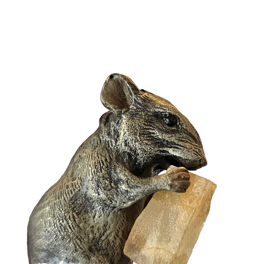 Vienna Bronze Austria Bergmann Mouse Figurine with Cheese