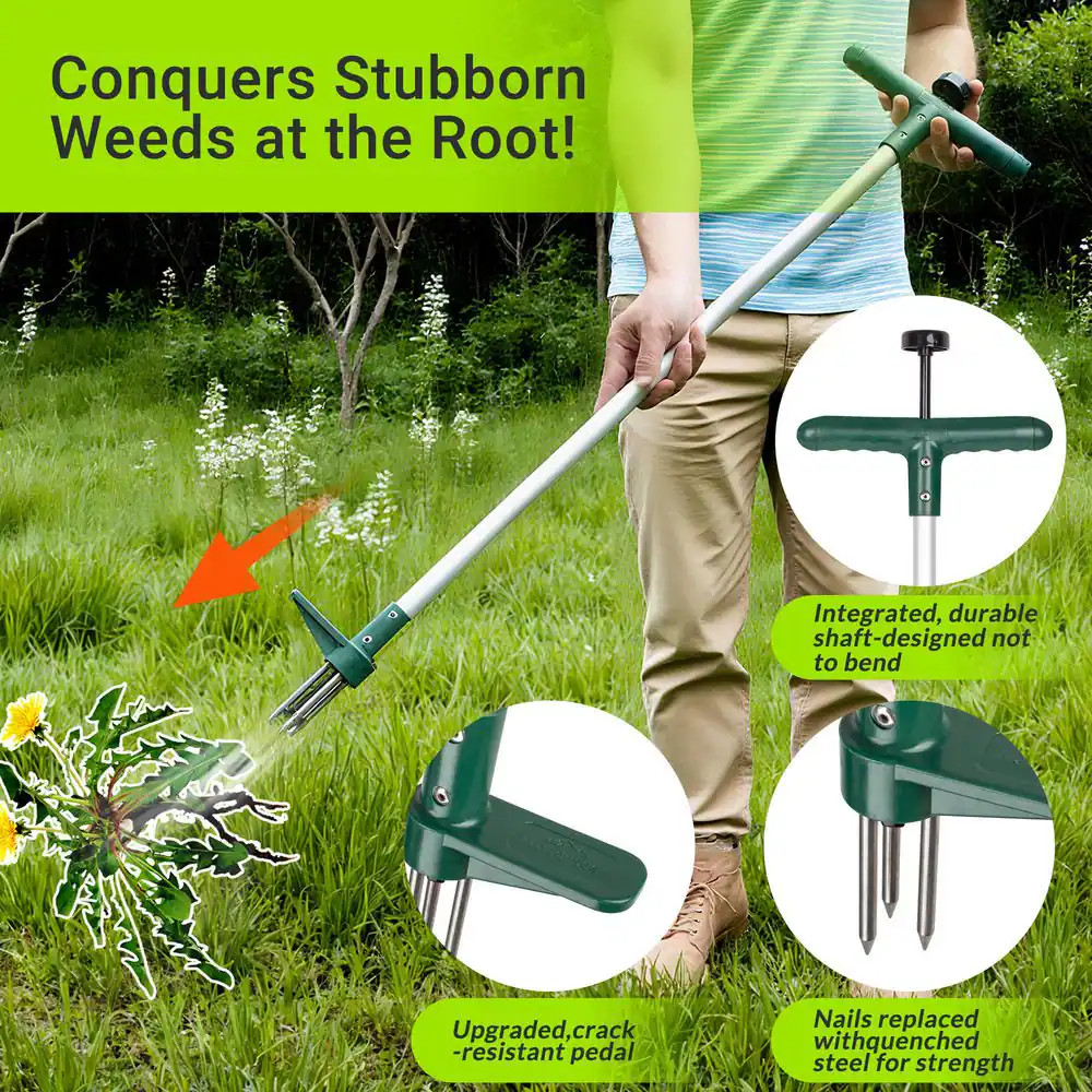 39 In. Weed Puller, 3 Claws Manual Stand up Weeder Remover, Root and Dandelion W