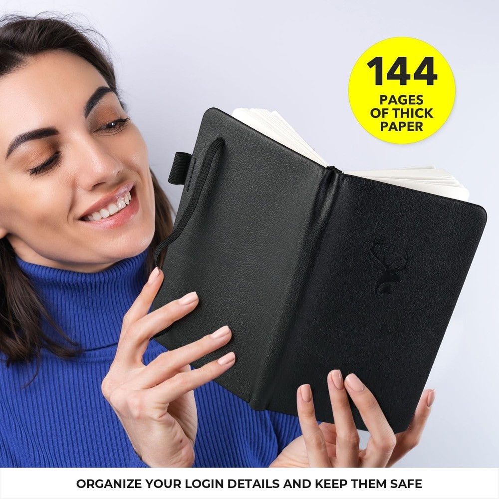 molekaus Password Book with Alphabetical Tabs small(3.7×6in), Black