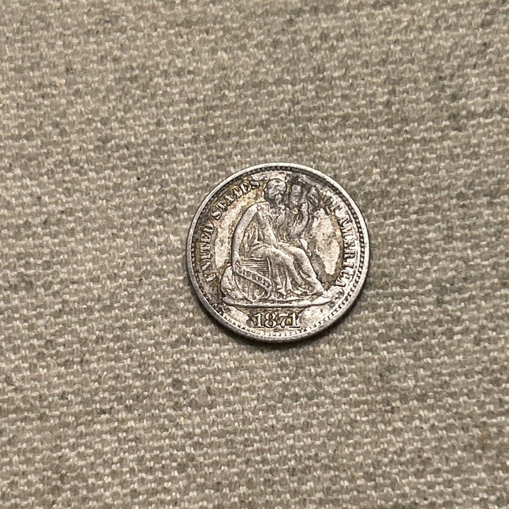 1871 Seated Liberty Half Dime Almost Uncirculated AU Coin