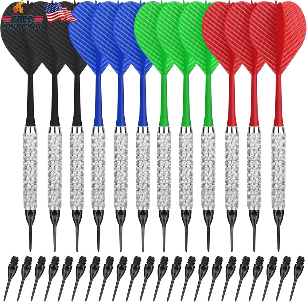 Cyeelife Plastic Tip Darts,12Pcs Soft Darts Set with 100 Plastic Tips for Electr