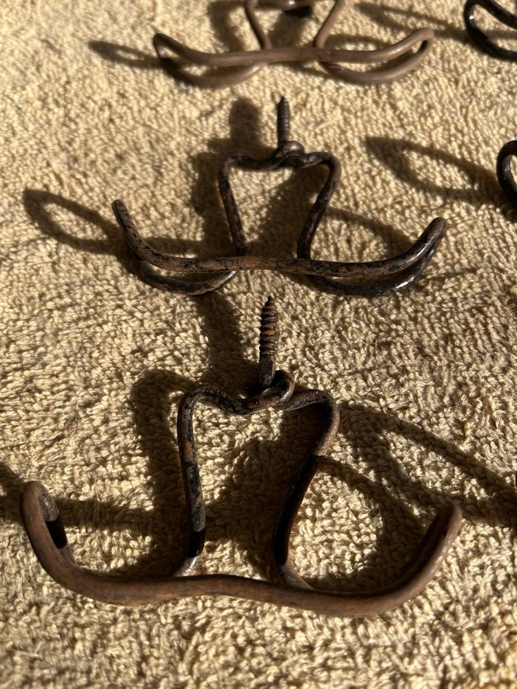 8 Vintage Twisted Wire Overhead Coat Hooks Good Condition