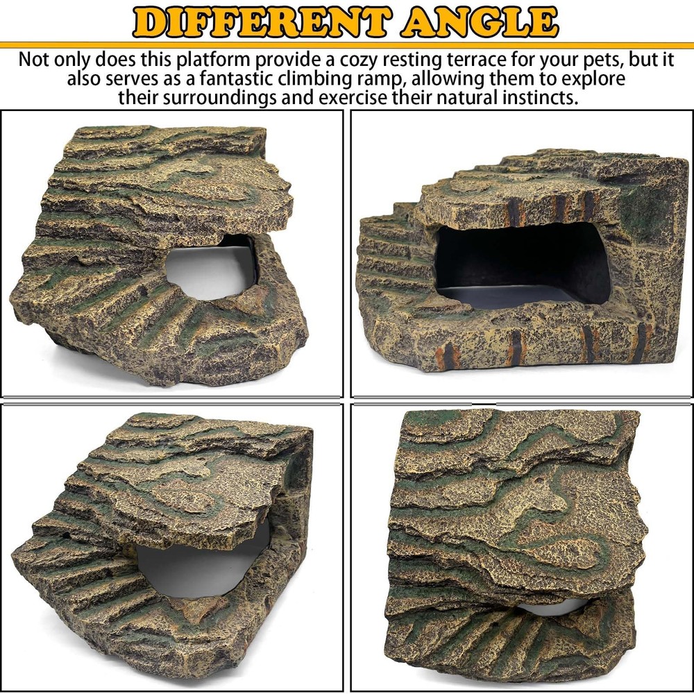 kathson Turtles Basking Platform, Extra Large Reptile Cave Hideout Snake Hide,To