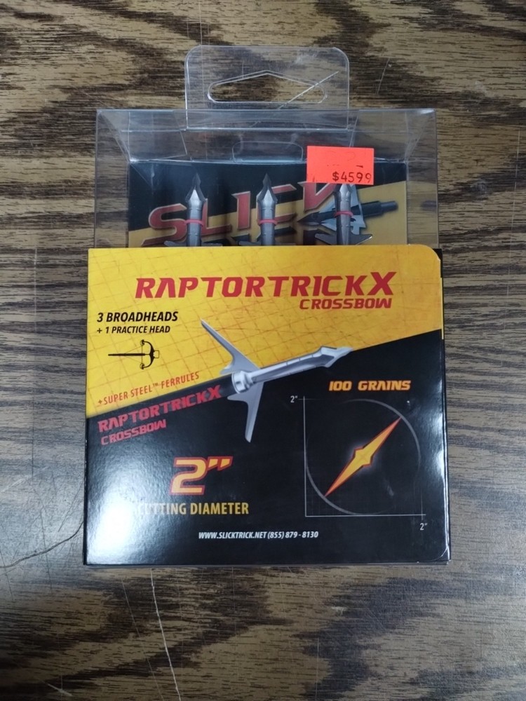 Slick Trick Raptor Trick Mechanical Crossbow Broadhead 100 Grain  2" - 3/Pack