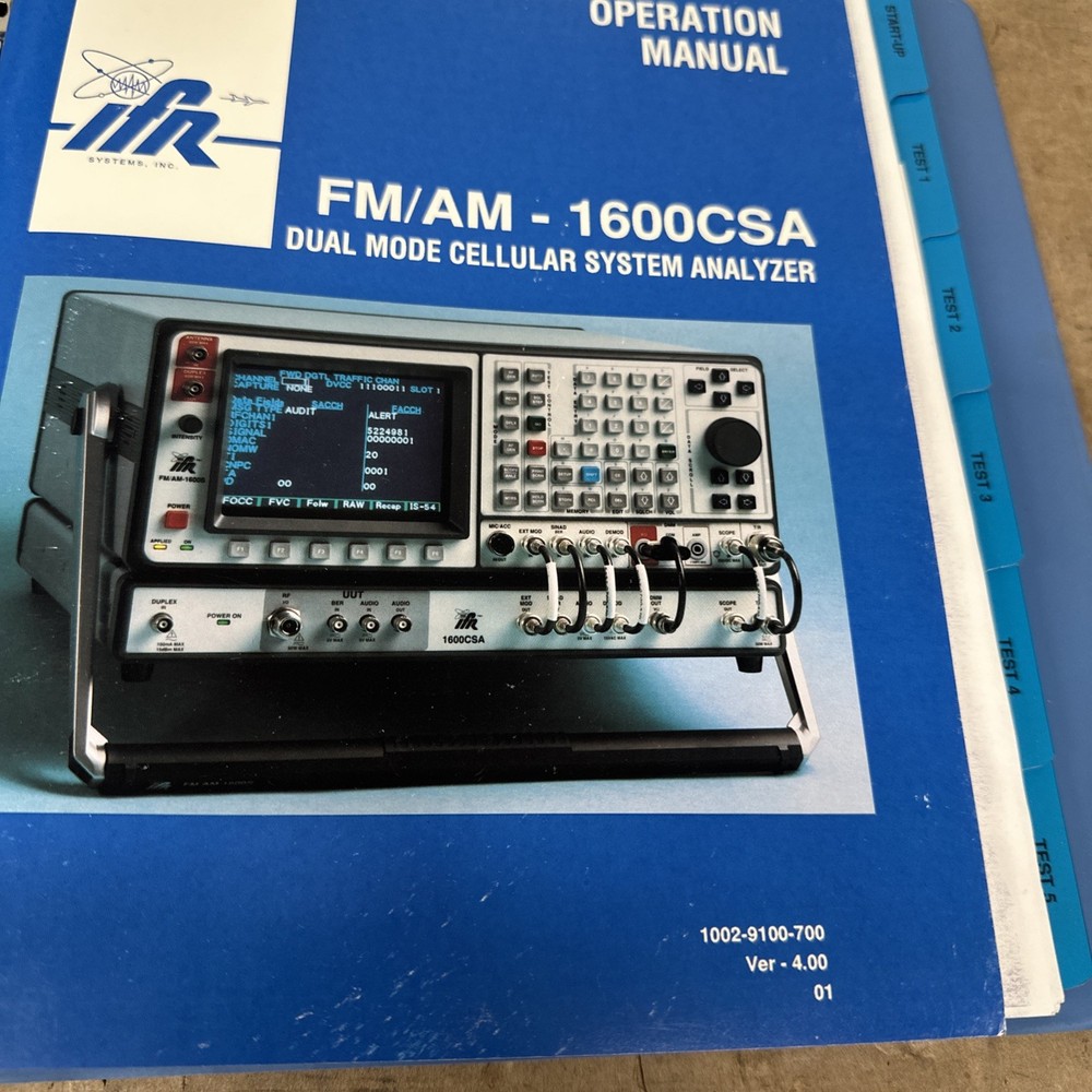 IFR -1600CSA A Operation And Maintenance Manual
