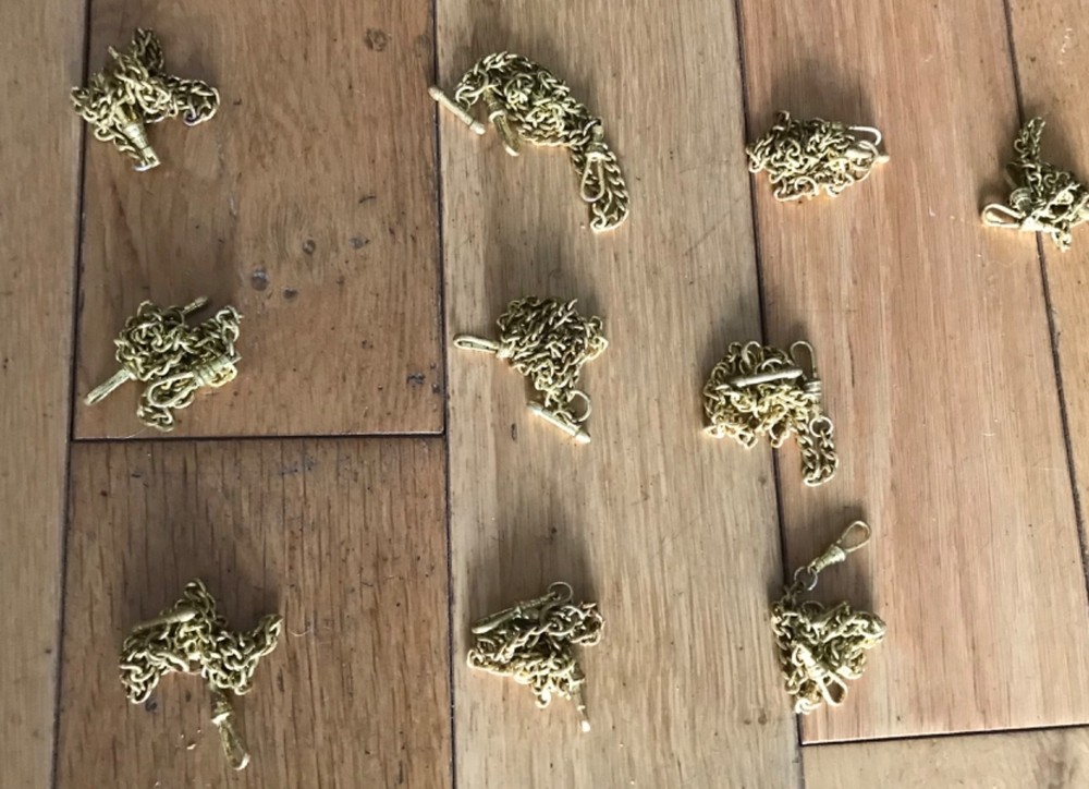 10x Single Albert Pocket Watch Chain Gold Colour Ref7