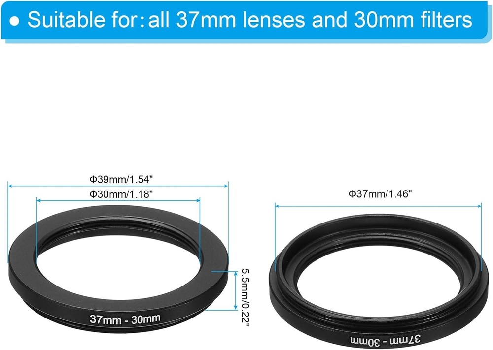 PATIKIL 37mm-30mm Metal Step Down Ring, Camera Lens Filter Adapter