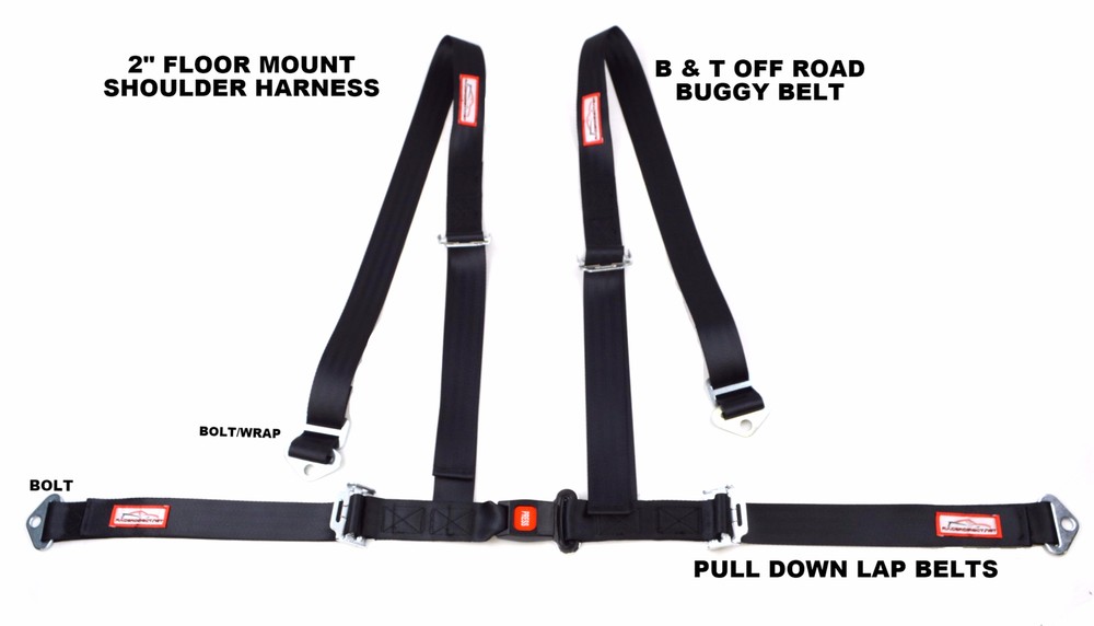 BUGGY SEAT BELT 4 POINT 2" HARNESS BLACK 30 COLORS TO CHOOSE FROM