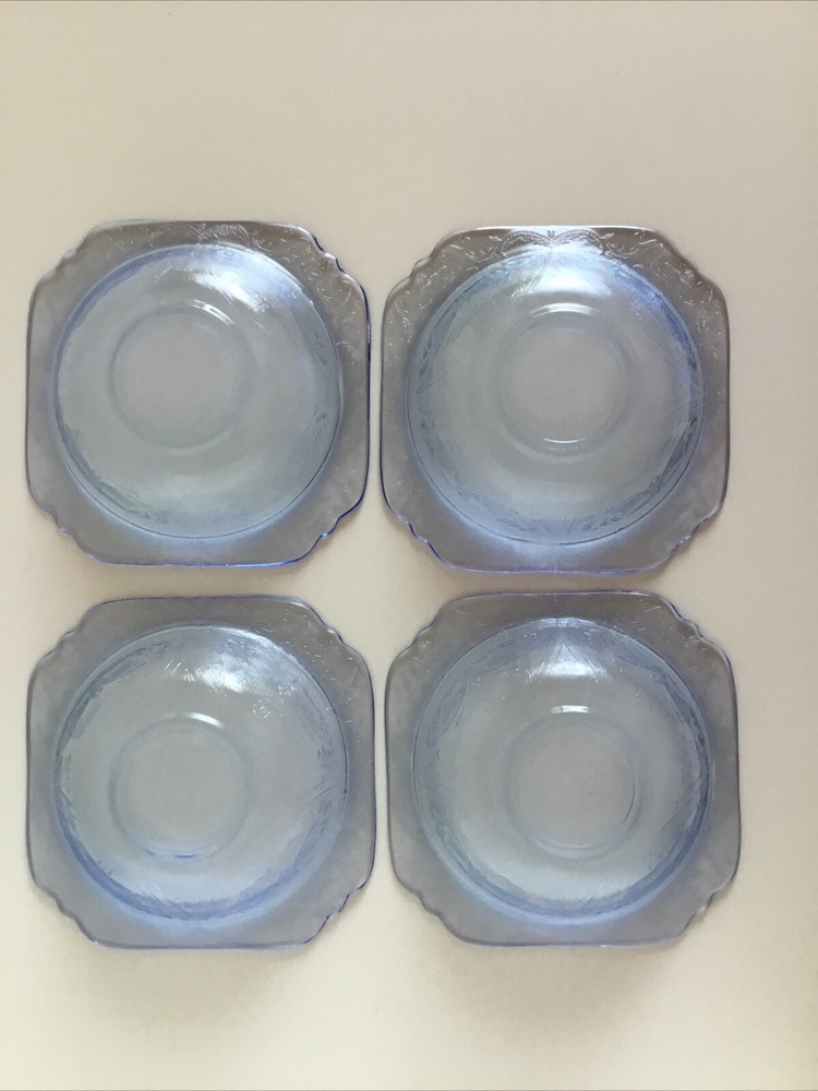26 Piece Vintage Blue Depression Style Glass Madrid Pattern Recollection?