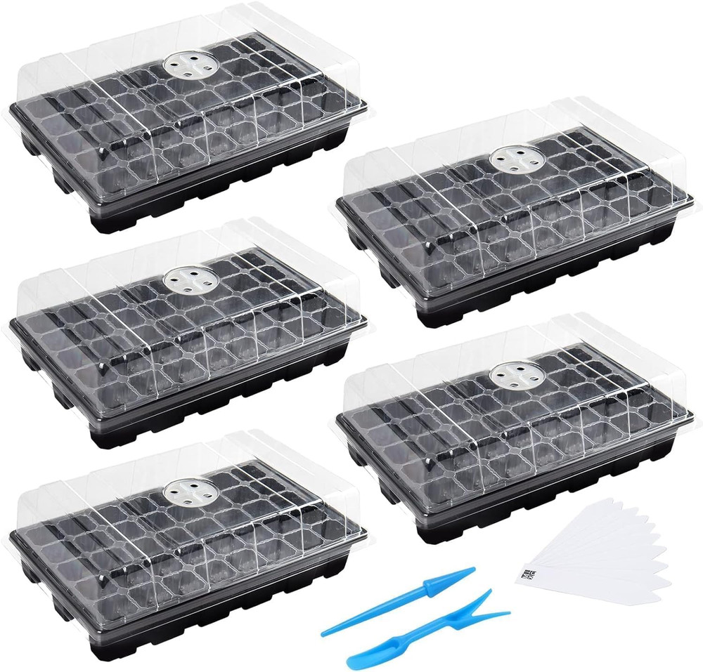 MIXC Seedling Trays Seed Starter Tray, 5-Pack Mini Propagator Plant Grow Kit Gre
