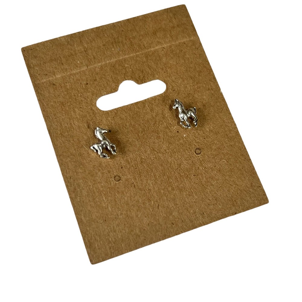 Sterling Silver 925 Horse Tiny Stud Earrings USA Made Surgical Steel Post