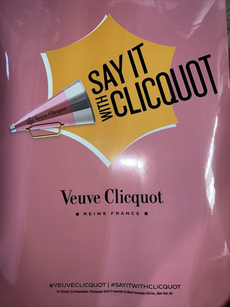 Veuve Clicquot Rose Poster. 18 by 26 Laminated Front.