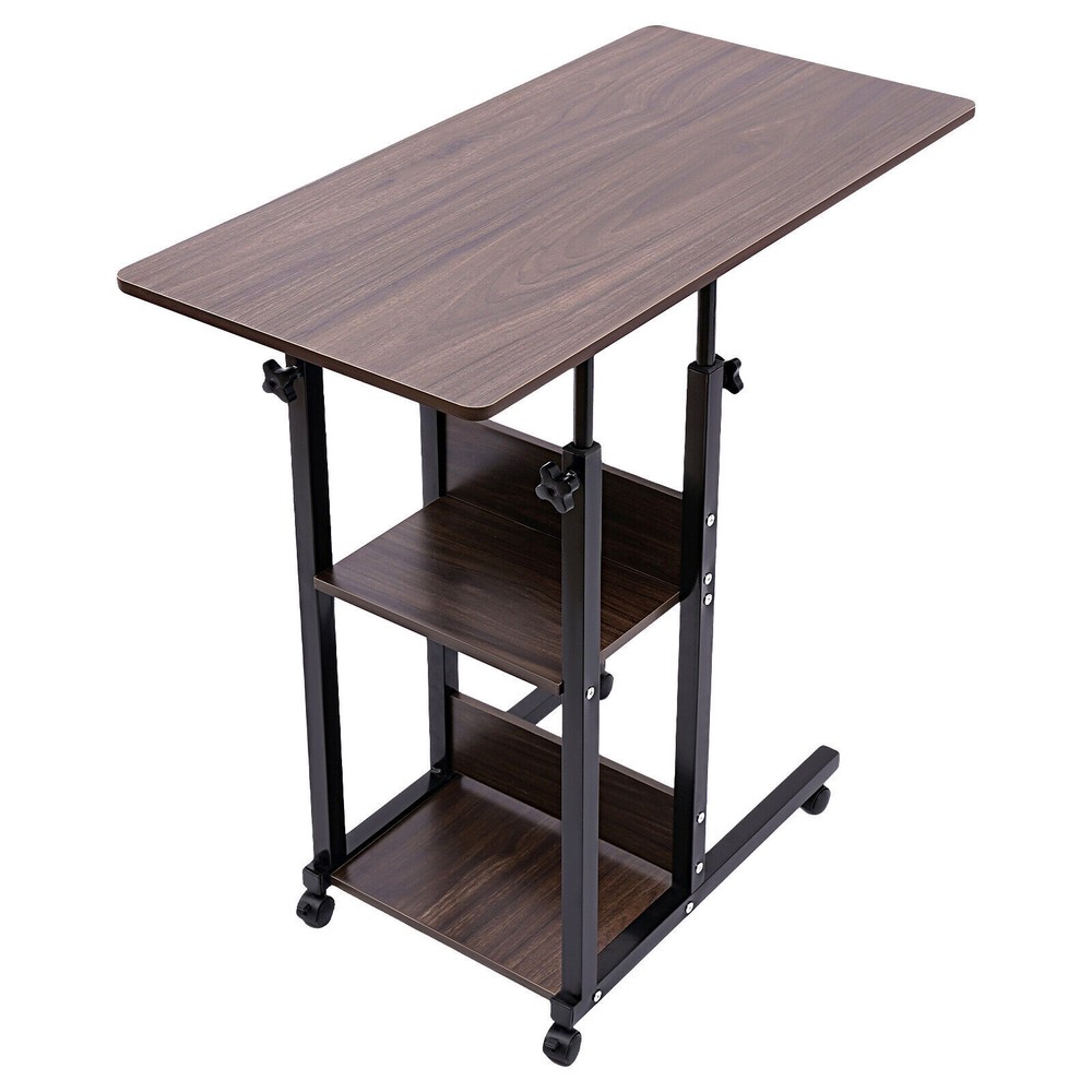 C-Shaped 3-tier Side Table Adjustable, Height Adjustable C Table with Wheels USA