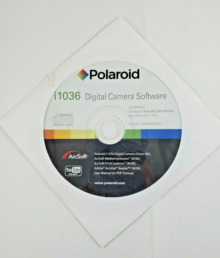 Polaroid i1036 Digital Camera Software CD Arcsoft