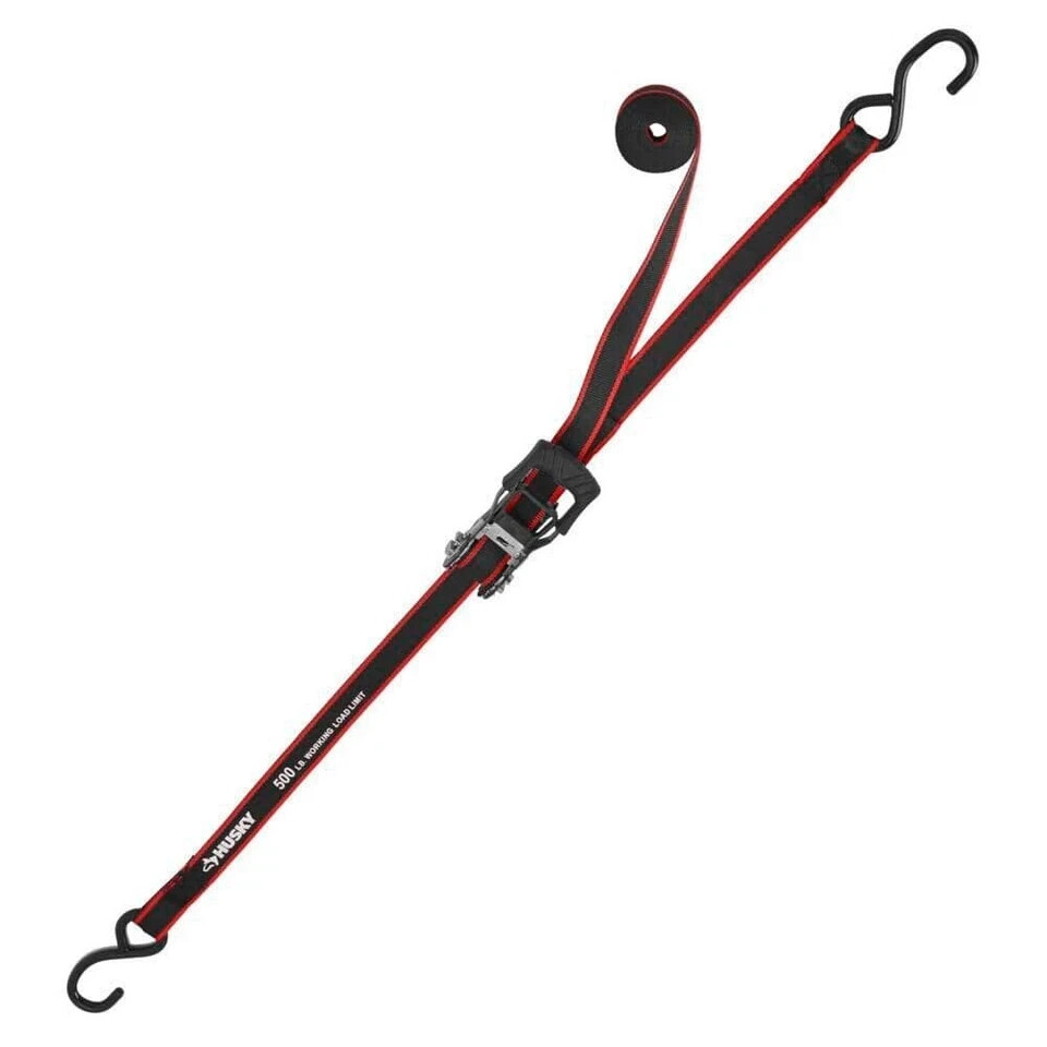 HUSKY RATCHET TIE-DOWN STRAPS 4-PACK 1 in. x 12 ft. Quick Release Hook 500 lbs.