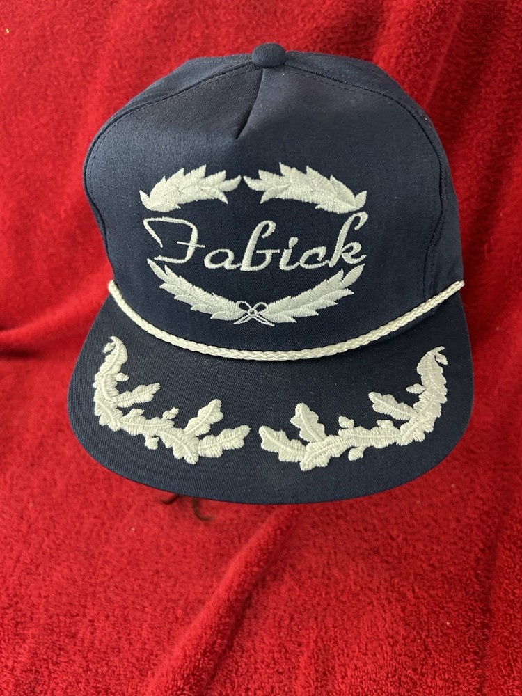 1980s Fabick Caterpillar Blue Silver SnapBack K-Product Hat scrambled eggs USA