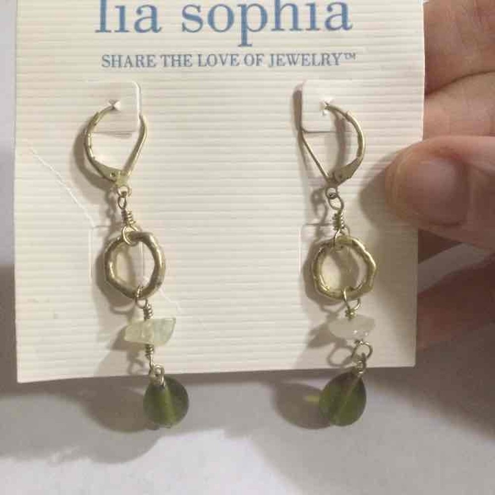 Lia Sophia green hammered earrings